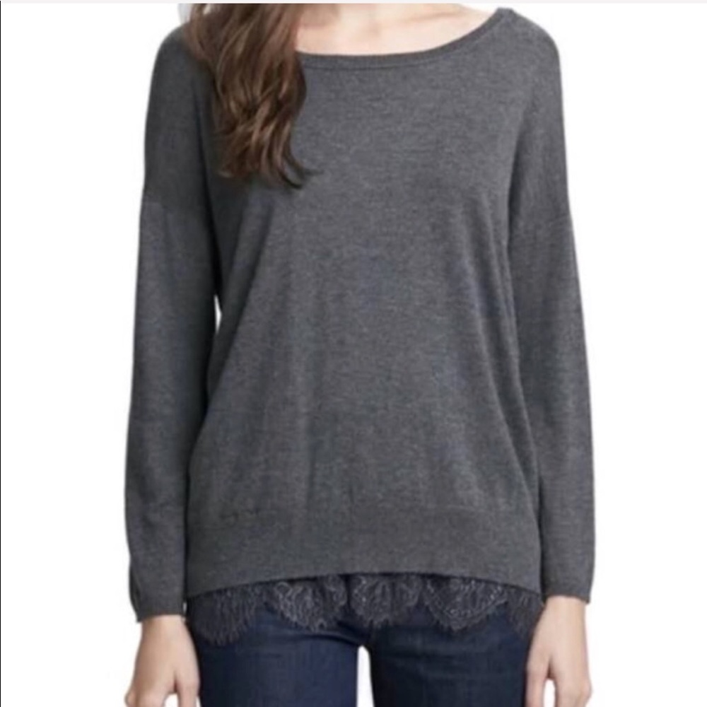 Joie Hilano Grey Lace Sweater Size Small